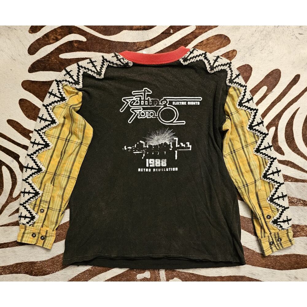 Free People Cody Swit Graphic Patchwork Oversized Top Women Reworked RARE Sz Xs - Picture 2 of 9